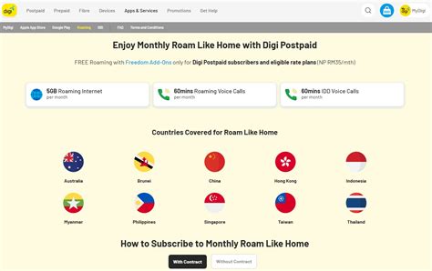 digi roam like home country list